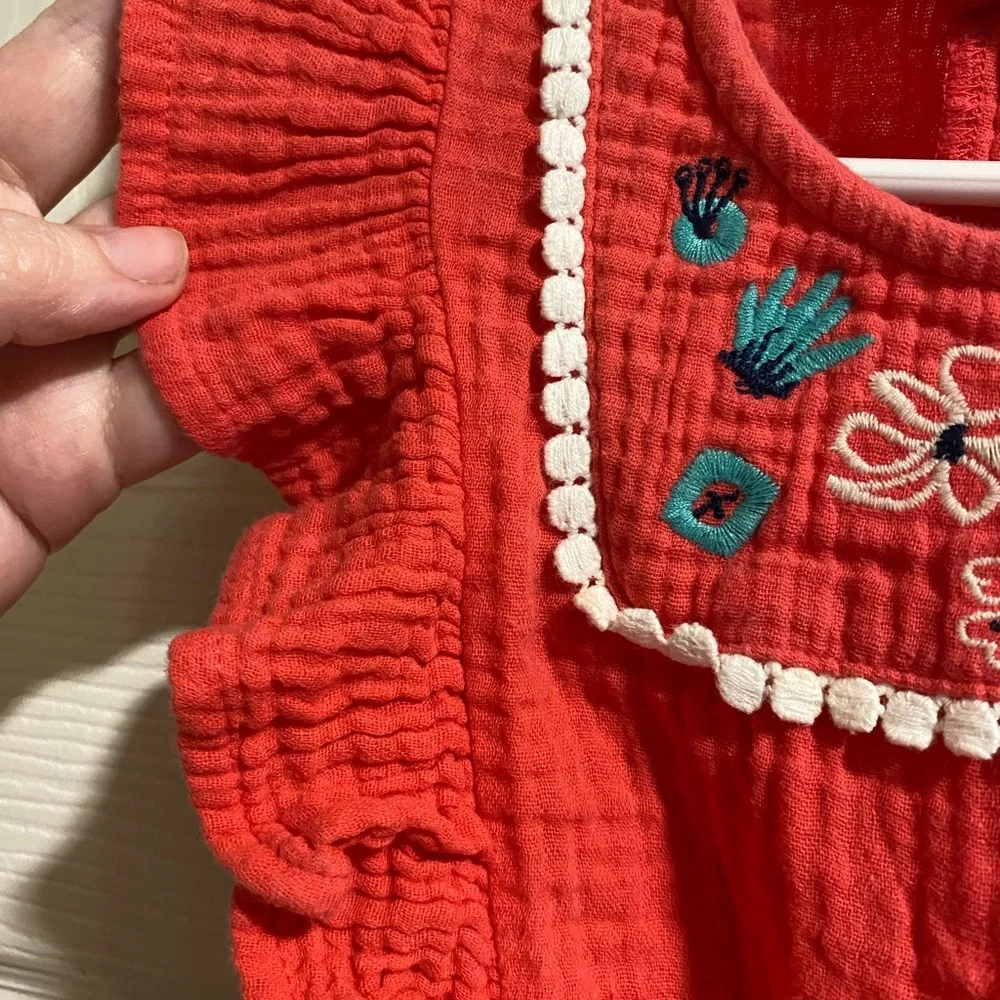 OshKosh B'gosh Red Ruffled Romper Jumpsuit